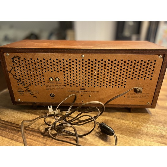 Vintage Antique Admiral  Radio Wood Dual Speaker Y3921 Working But Could Use TLC - Picture 7 of 13